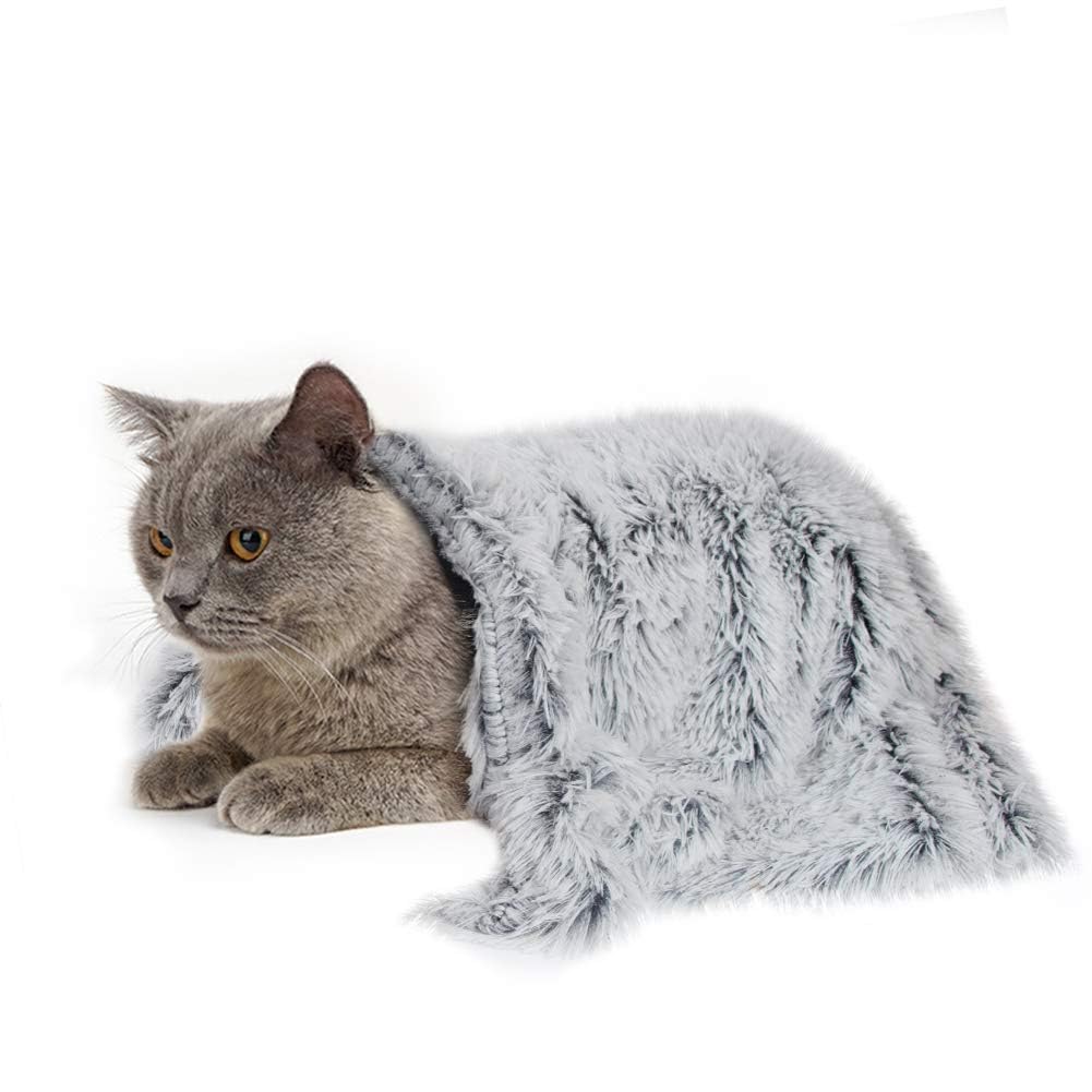PJYuCien Dog Blankets for Small Dogs Washable - Fluffy Fuzzy Cat Blanket for Couch, Puppy Throw for Furniture with Polyester Fleece, Super Soft Plush for Pet Kitten Doggy, Grey, 16" x 24"