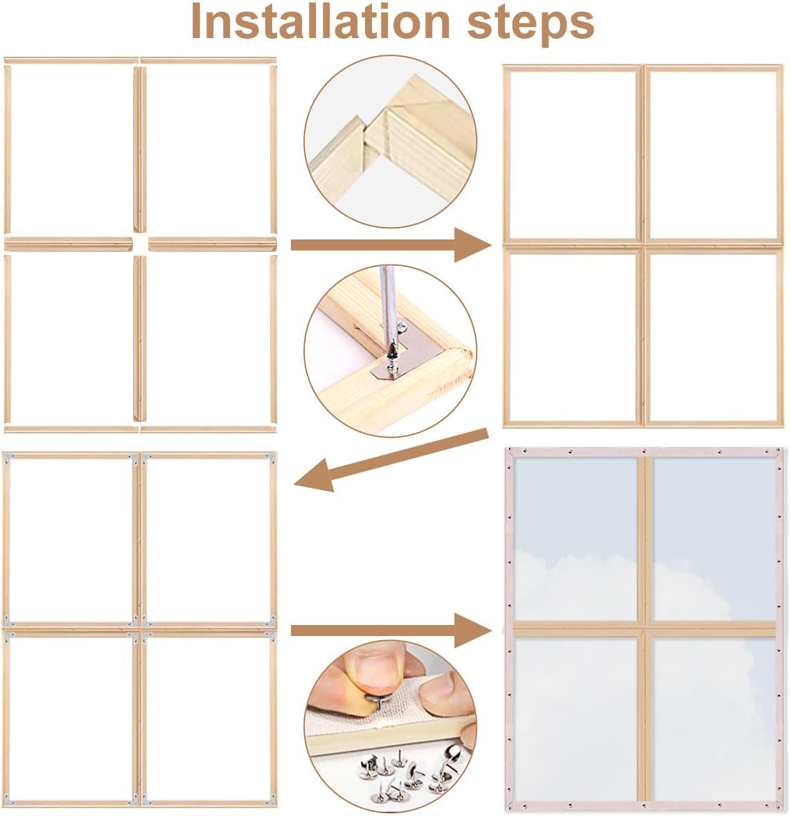120 Cm x 80 Cm Canvas Frame DIY Stretcher Bars Wooden Frames Kits for Oil Painting Posters Embroidery Stitch and Needlepoint Arts - Easy to Assemble