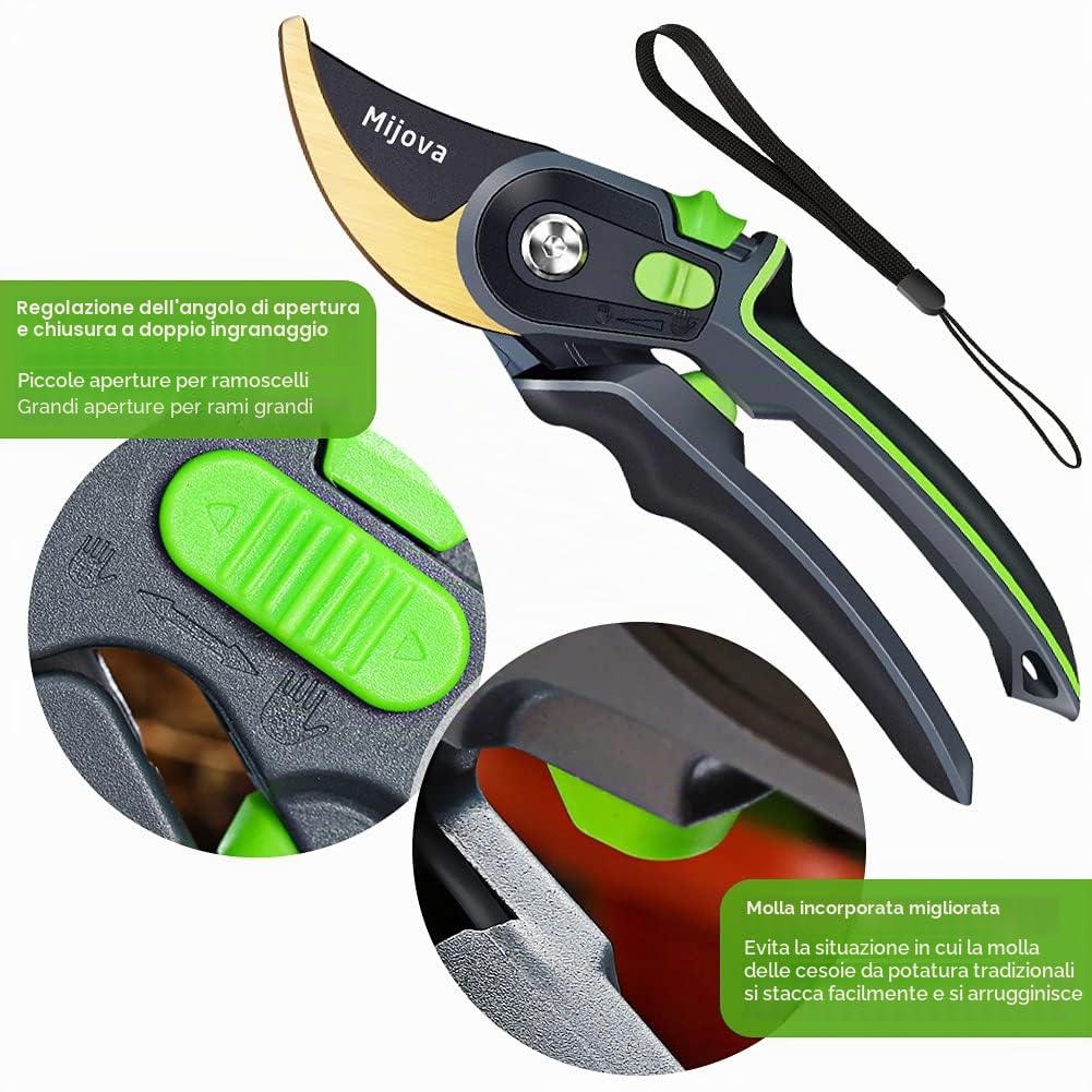 Cesoie da giardino - cesoie da giardino per impieghi gravosi con lame in acciaio inox - design ergonomico - cesoie per piante - cesoie per rose - Un grande regalo per ogni amante del giardino