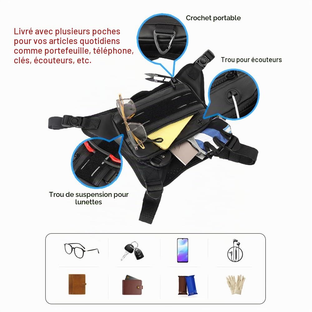 Sac de Poitrine de Sport Respirant, résistant à l'eau, Sac de Gilet de Course Avant réfléchissant pour Hommes,Sac de Gilet de Course Avant