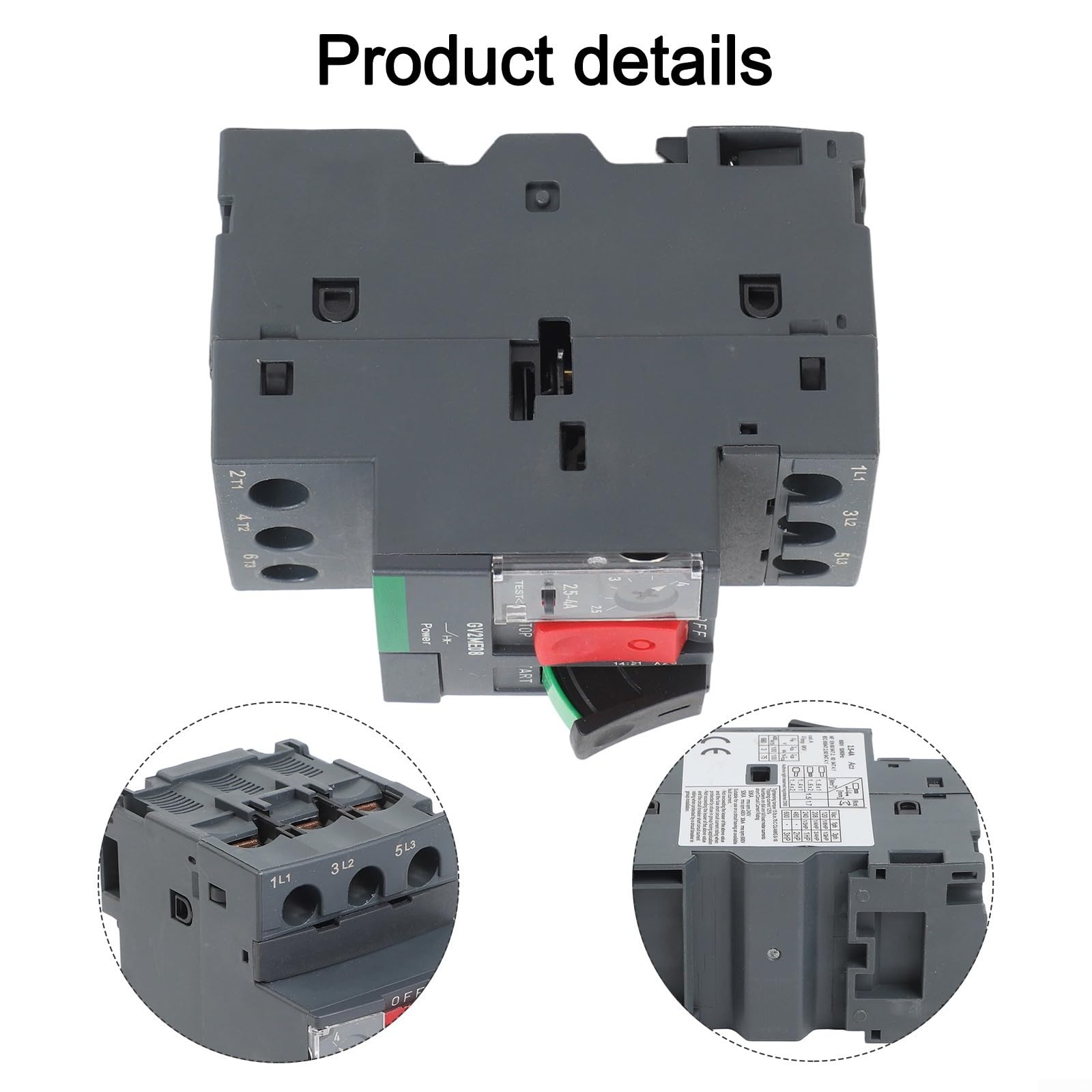 Disjoncteur de protection du moteur de la série GV2, commutateur de relais de surcharge thermique, courant nominal 1-32 A pour moteurs triphasés et monophasés de 0,37 kW-15 kW (GV2ME10C4-6,3 A)