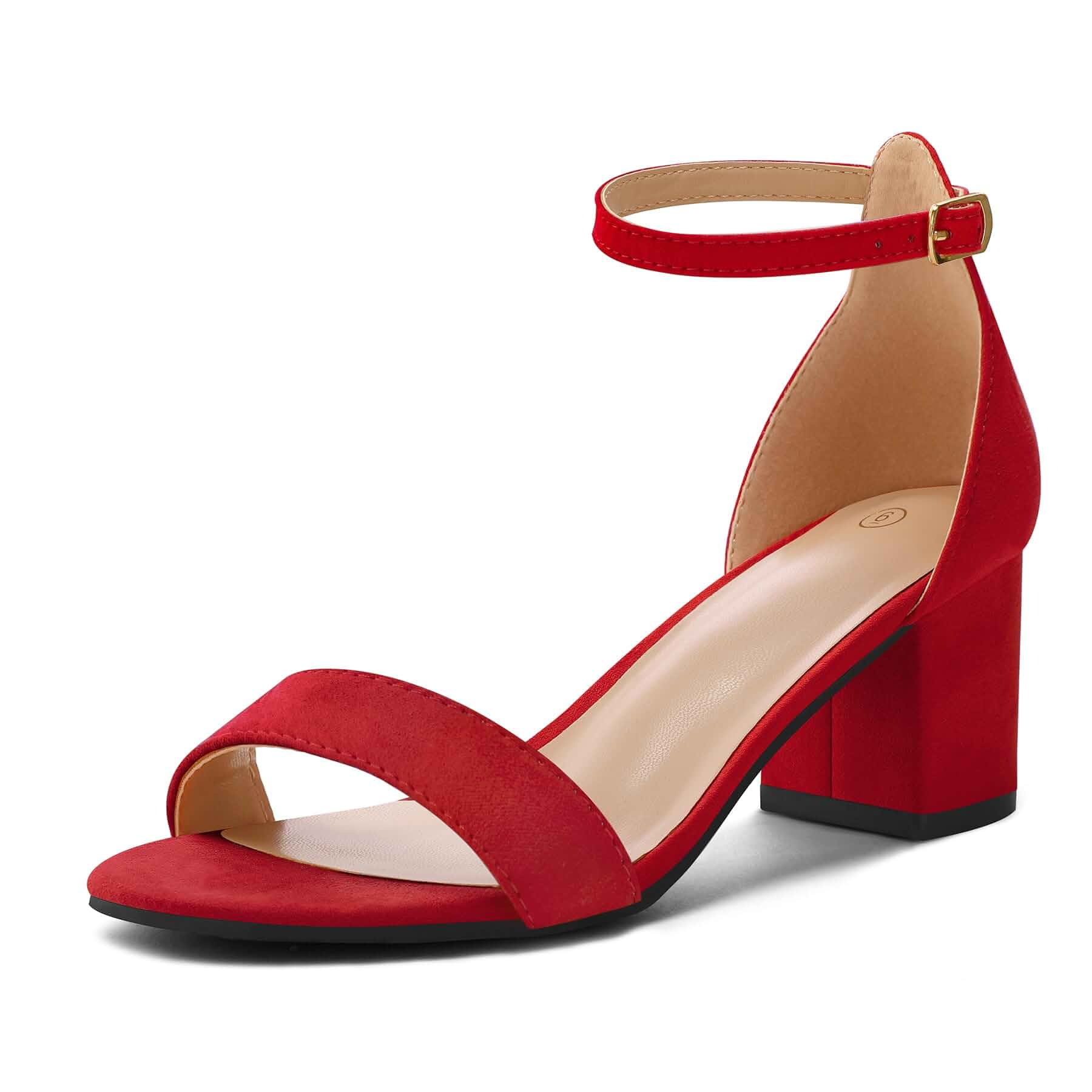 mysoft Women's Chunky Heels Open Toe Dress Sandals with Ankle Strap Block Low Prom Heel, Adjustable Ankle Strap, Perfect for Wedding and Party, Four Seasons Classic Versatile