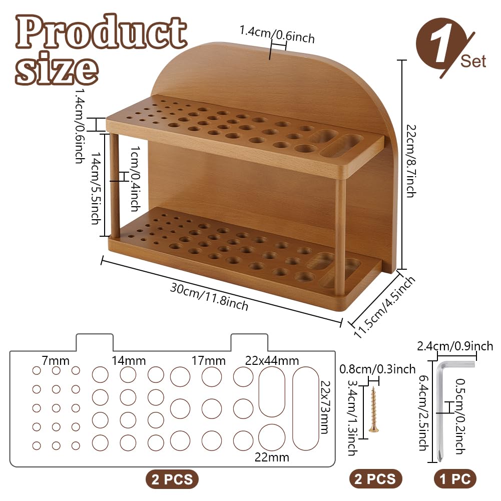 PH PandaHall Porta pennelli con 39 scomparti in legno per pennelli da pittura, organizer per penne, matite, per pittura, forniture artistiche, casa, ufficio, scuola, scrivania, organizzazione