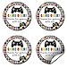 Game Over Video Game Theme Birthday Party Thank You Sticker Labels, 40 Count 2 Inch Circle Stickers, Fun Gamer Design for Party Favors, Envelope Seals and Goodie Bags, Made in USA by Amanda Creation