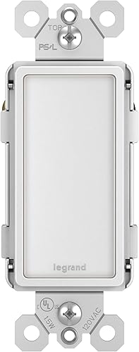 Miniatura 2 de Pass & Seymour NTLFULLWCC6 - Niveles de luz LED de noche ajustables, color blanco y Legrand Radiante sin tornillos placas de pared para tomas de