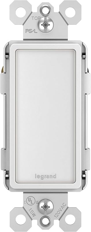 Luz nocturna LED radiante ajustable de 15 amperios, 5 niveles, color blanco | Pass & Seymour, 20 años, 5 niveles de luz, luz nocturna LED ajustable, segura para niños, de tacto frío, salida decorativa