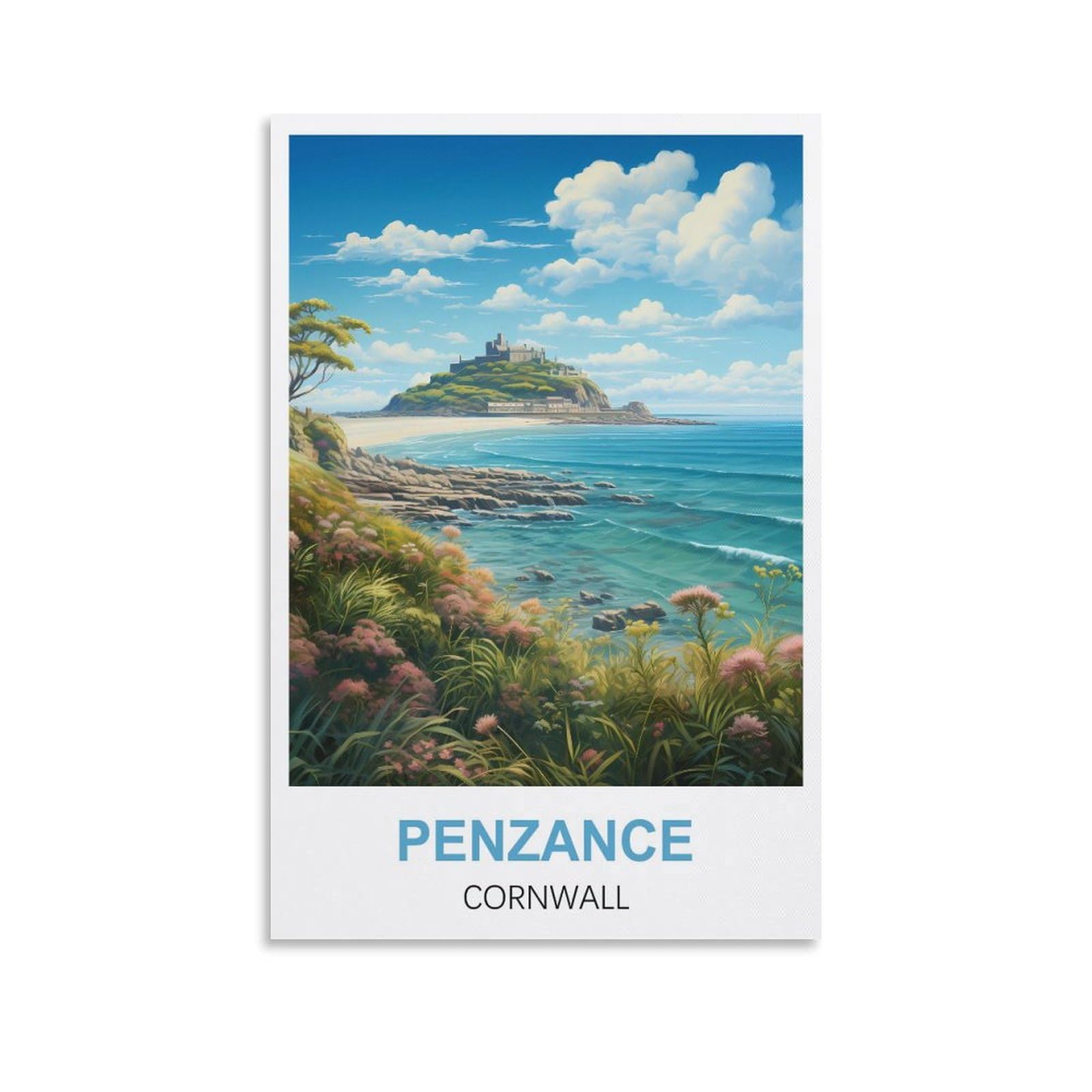 WGMDOEE Penzance Cornwall Vintage Travel Posters 12x18inch(30x45cm) Canvas Poster Living Room Wall Art Home Decor