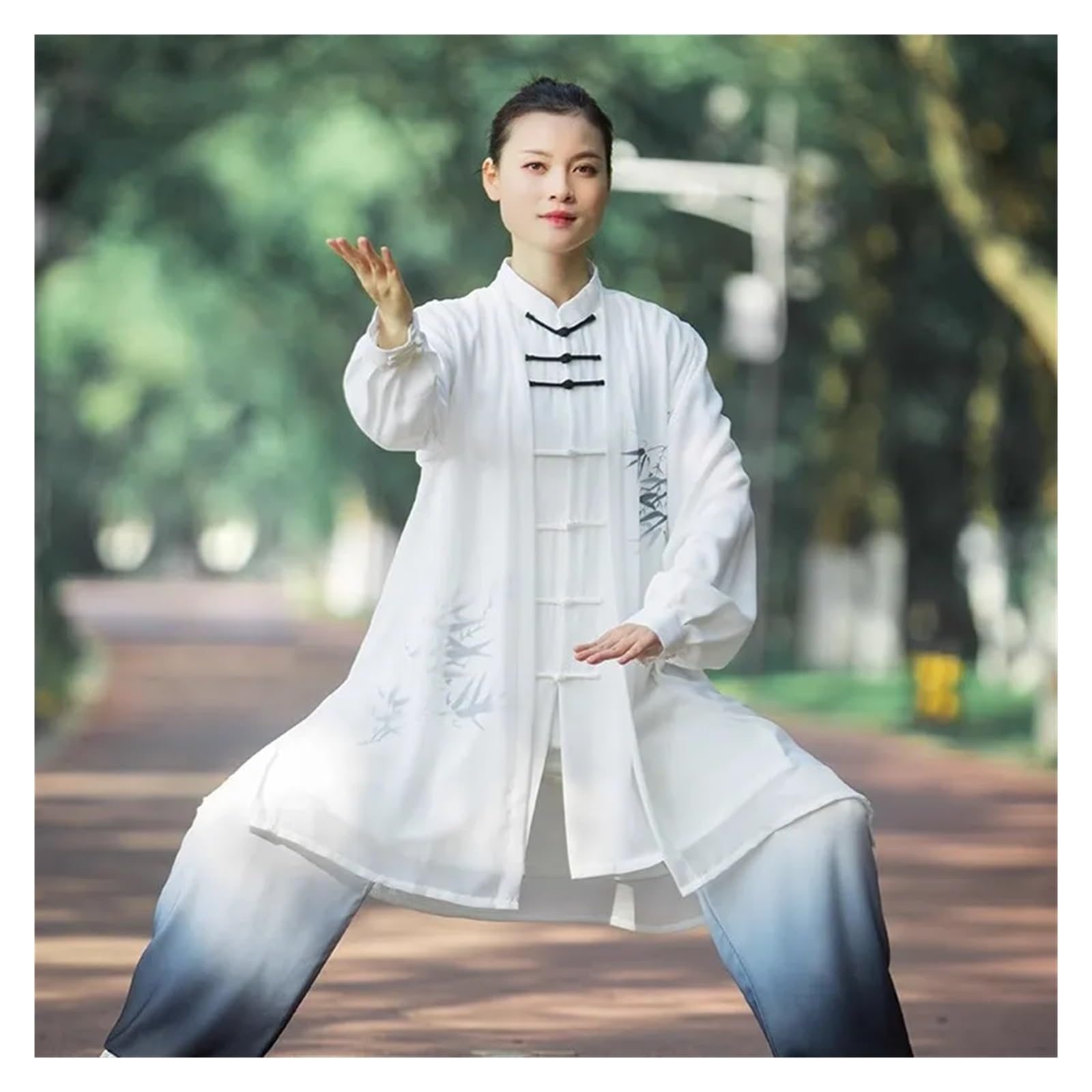 Traje de Tai Chi Color degradado manga larga, traje práctica, conjunto actuación artes marciales