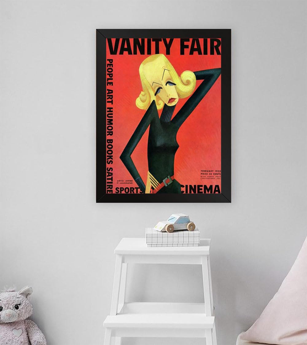 GADGETS WRAP Printed Photo Frame Matte Painting for Home Office Studio Living Room Decoration (11x17inch Black Framed) - Vanity Fair Cover Featuring Greta Garbo