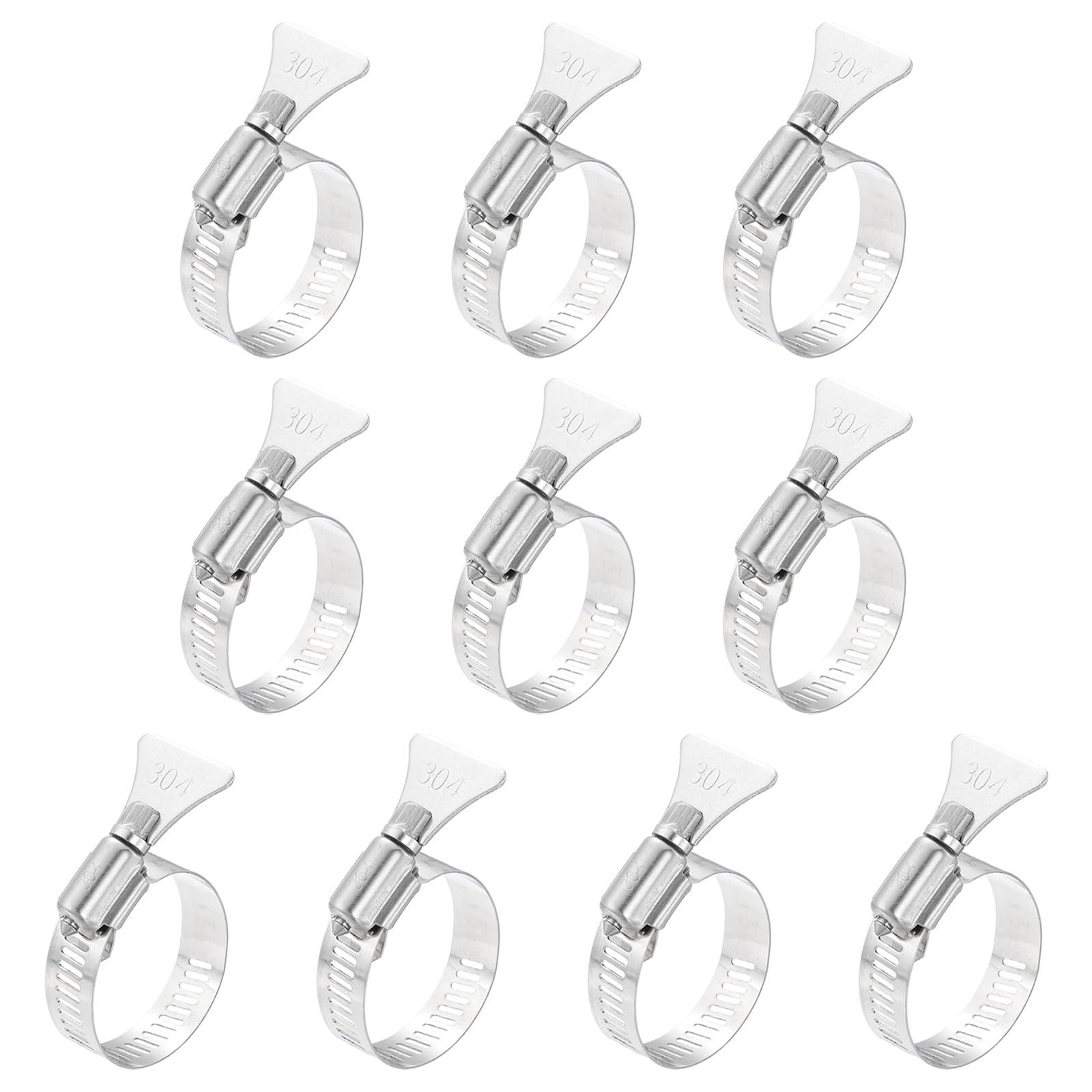 sourcing map 10pcs Hose Clamps 21-38mm(0.8"-1.5") Adjustable 304 Stainless Steel Worm Gear Hose Clips Assortment Kit for Plumbing Dryer Vent Automotive Dust Collector