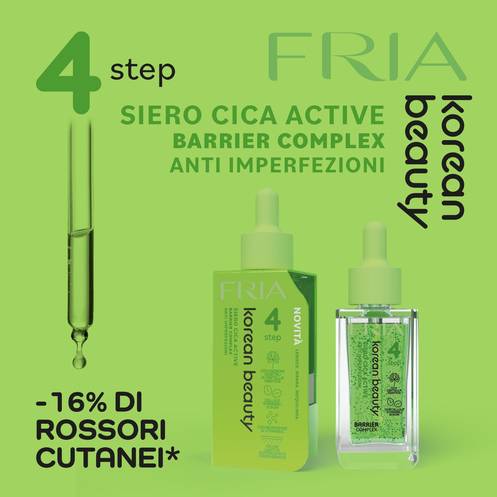 Fria Korean Beauty Anti-Blemish Face Serum with Centella Asiatica, Innovative Formula with Mannitol Microspheres, Dermatologically Tested, Pack of 30 ml - 3