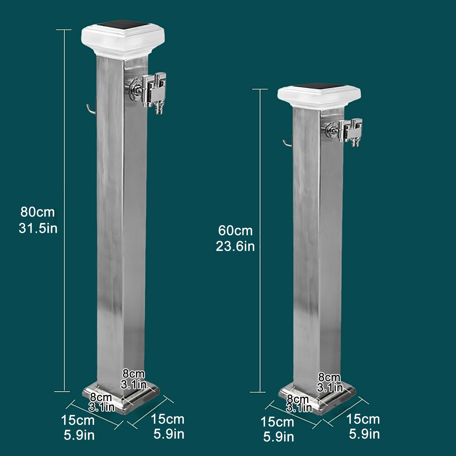 Colonna d'Acqua con Rubinetto, Colonna per Fontana da Giardino Solare, Supporto per Tubo Flessibile autoportante con Rubinetto, Palo d'Acqua antigelo per Esterni, Elemento d'Acqua Decorativo
