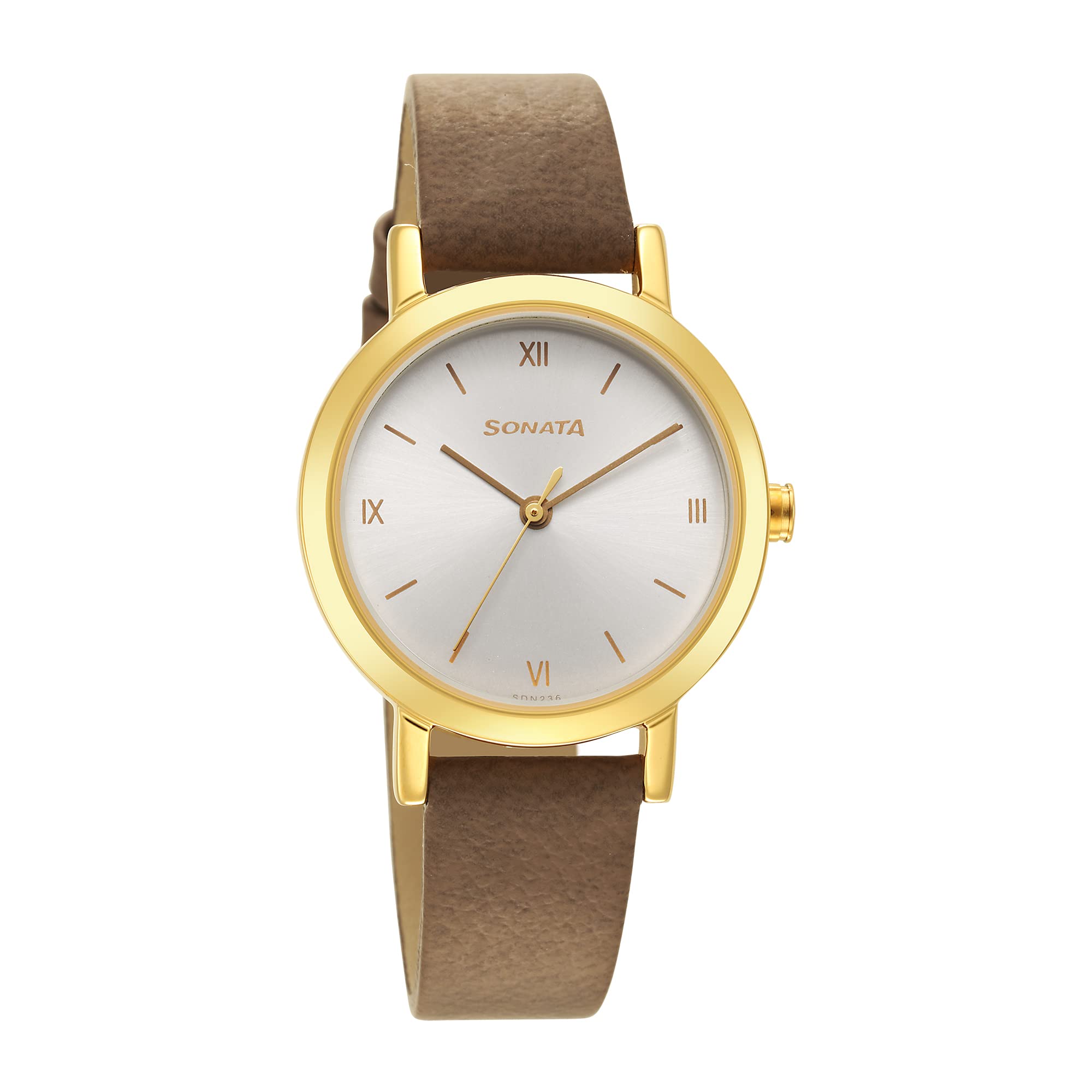 Sonata Ladies Essentials Silver Dial Leather Strap Watch for Women-8174YL01 (B0BLH6DZTN) Amazon Price History, Amazon Price Tracker