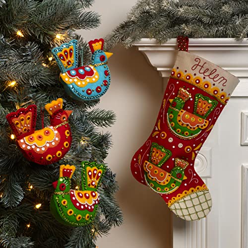Bucilla Felt Applique Christmas Ornament Kit, Festive Birds Set Of 3 Felt Applique Ornament Making Kit, Holiday Craft Supplies For Diy Needlepoint Arts And Crafts, 89449E #TOP4