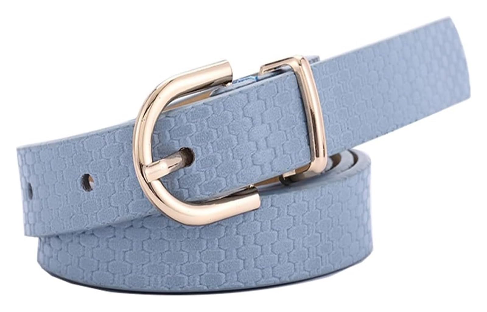 dfEDRd Ladies Waist Belt, 105cm Women Thin Leather Belts Minimalist Style Rosegold Buckle Candy Color Classic Waistband(Sky Blue)