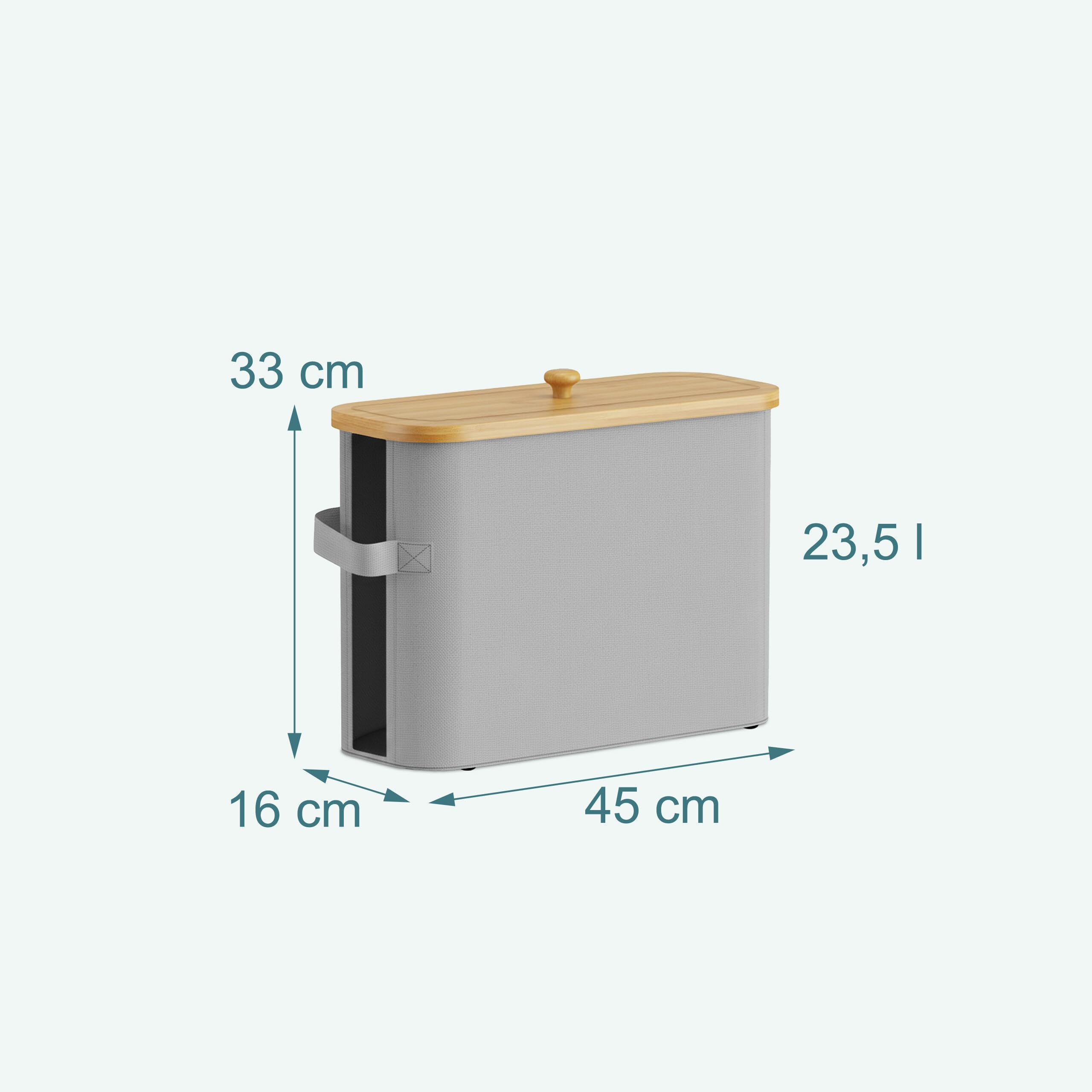 Portarotoli Relaxdays, 12 Rotoli, HxLxP: 33 x 45 x 16 cm, Tessuto, bambù, portacarta igienica, riserva, Grigio