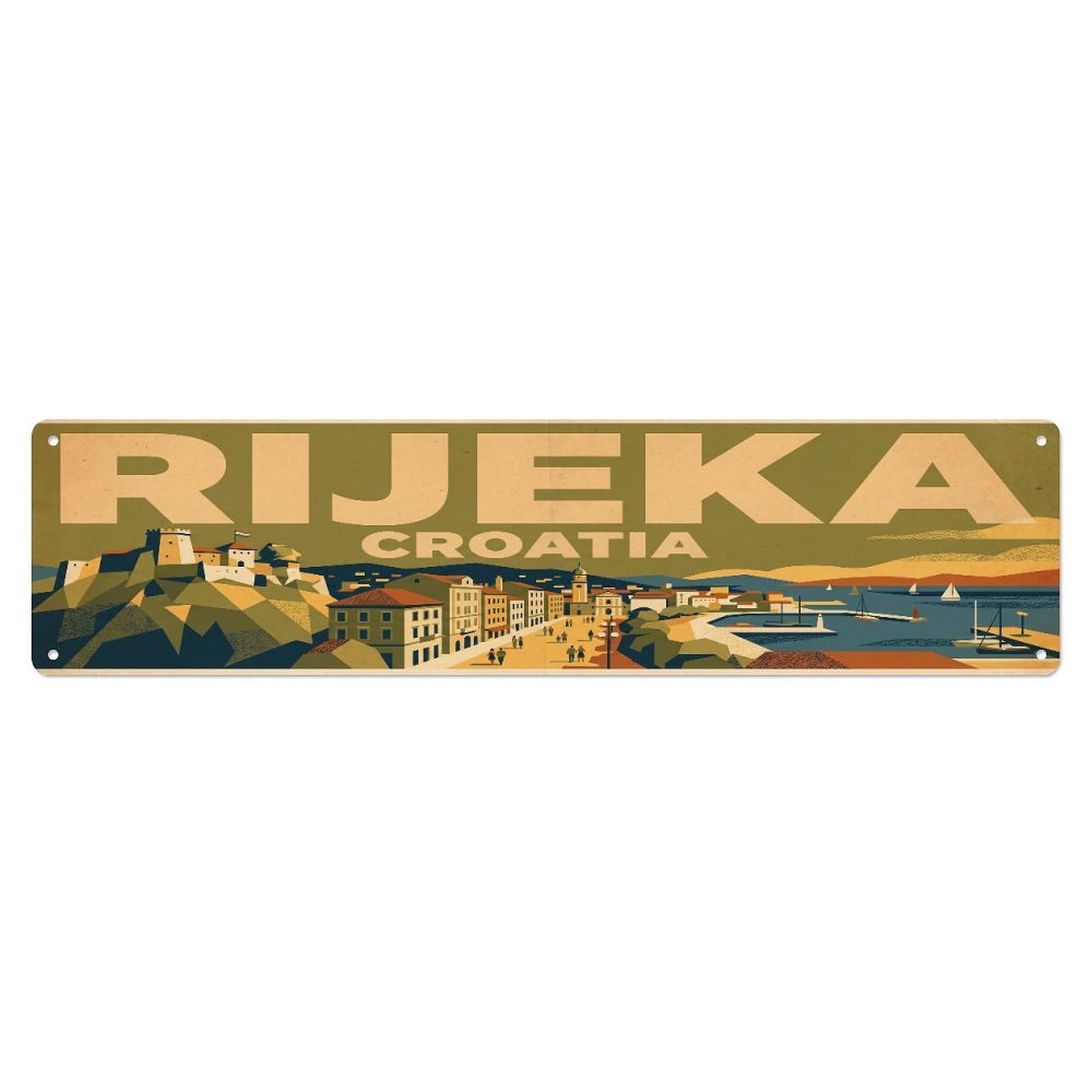 Tgrcjimh Style Metal Tin Sign Vintage Travel Rijeka