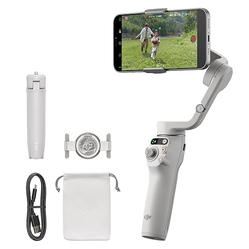 DJI Osmo Mobile 6, 3-Achsen-Handy-Gimbal, Objektverfolgung, integrierter VerlĂ€ngerungsstab, tragbar und faltbar, Android- & iPhone-Gimbal, Vlogging-Stabilisator, YouTube TikTok Video, Platinum Grau - âPlatin-Grau - Standard