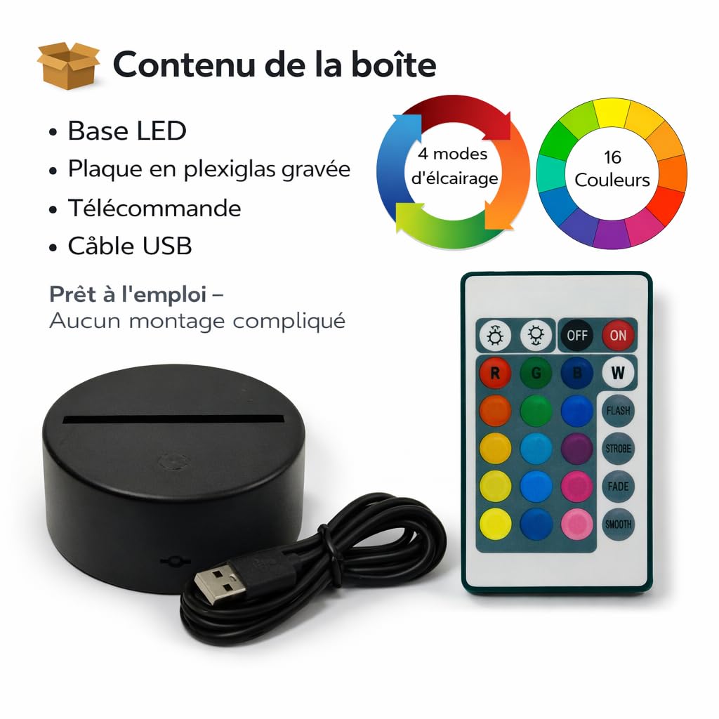 Lampe 3D Peugeot RCZ-R Personnalisable – Veilleuse LED 16 Couleurs avec Télécommande – Gravure Laser Haute Précision – Décoration Garage & Passion Auto – Fabriqué en France