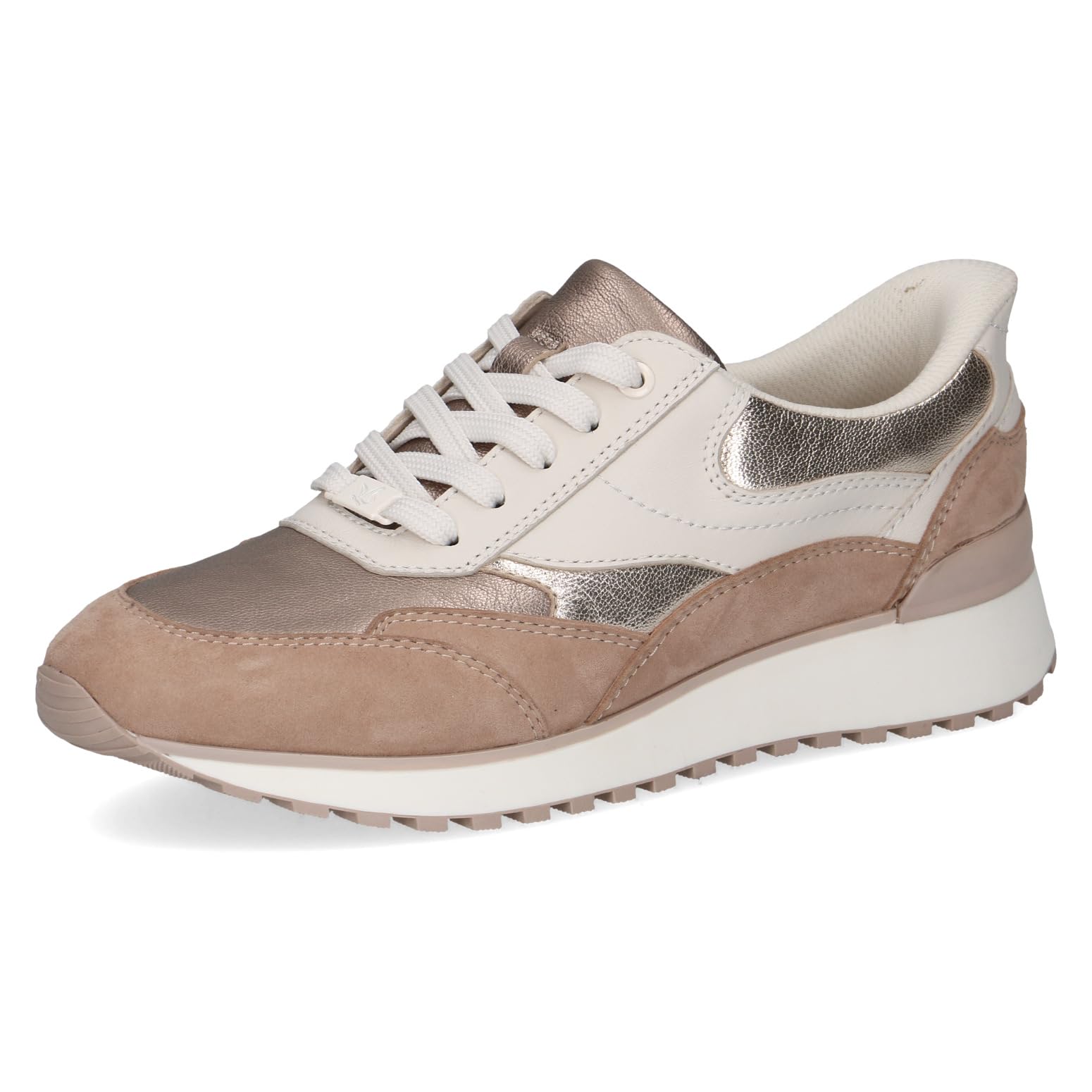 CAPRICE Women's Leather Sneakers, Beige (Sand Comb), 3.5 UK