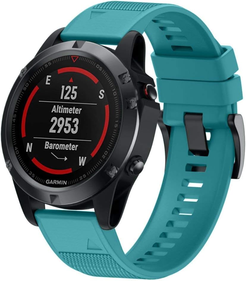 ANCOOL Compatible with Fenix 5 Band Easy Fit 22mm Width Soft Silicone Watch Bands Replacement for Approach S62/Quatix 6/Fenix 5 Plus/Fenix 6/Fenix 6 Pro/Fenix 7 Smartwatch (Rock Blue)
