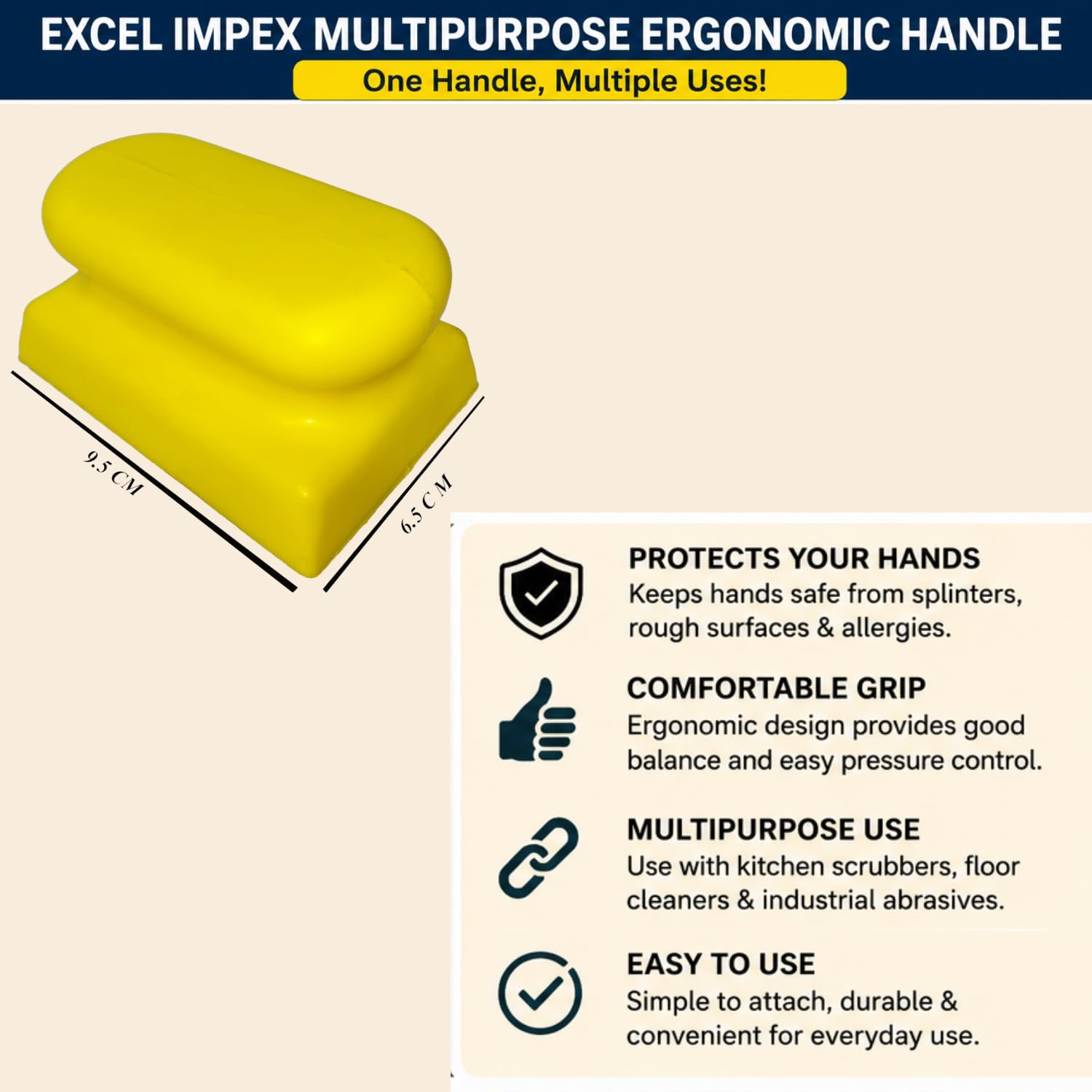 EXCEL IMPEX Multipurpose Ergonomic Handle: Comfort, Grip, and Flexibility Combined. 2