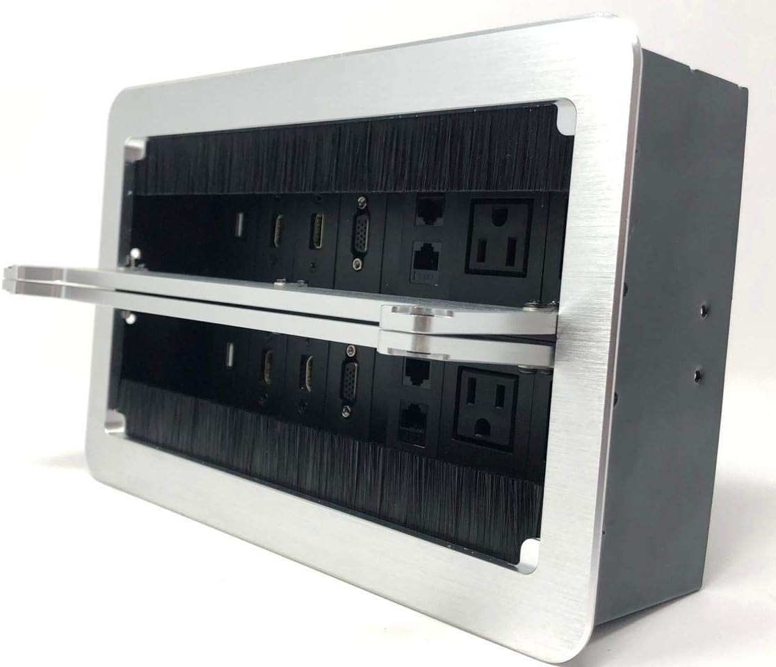 YolkVisual Conference Table connectivity Box 4 HDMI,2 VGA, 4 AC, 4 RJ45, 2 USB Silver Color