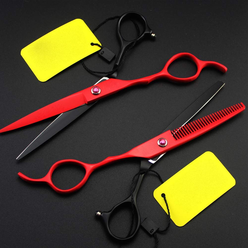 Ciseaux de Coiffure et à effiler 6 Pouces pour Salon de Coiffure, Coupe pour gaucher, Coffret Cadeau avec Pochette, Toothcut6inch (Un Ensemble de 6 Pouces) Toothcut6i