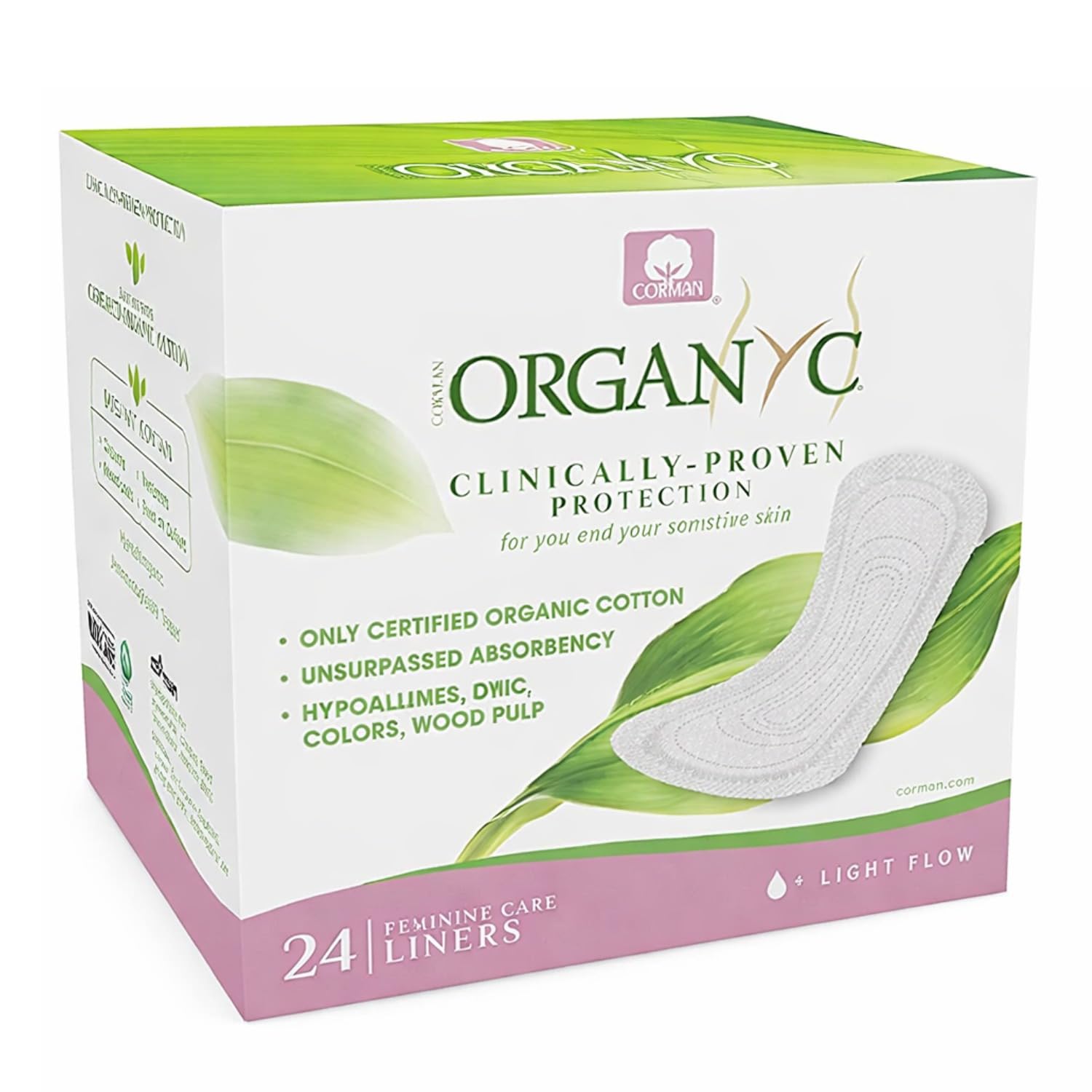 ORGANYC Organic Cotton Panty Liners Folded Light Flow Box of 24