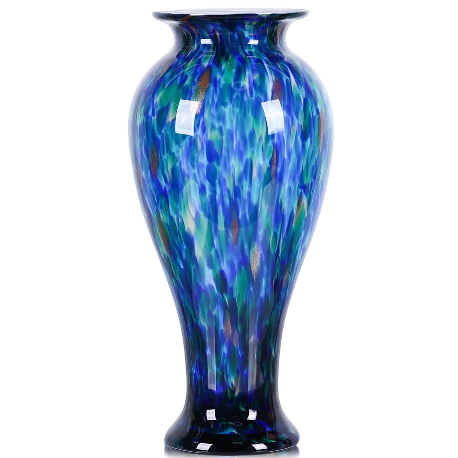 Vase en verre soufflé à la main unique, l'élégance artisanale pour votre bureau.