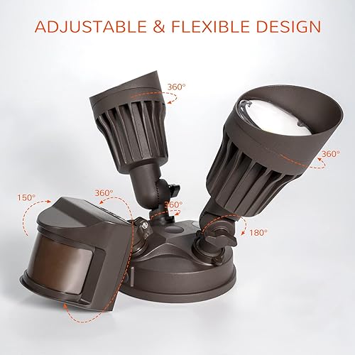 Miniatura 7 de JJC - Luces LED de seguridad con 3CCT seleccionable, para exteriores con sensor de movimiento, 2500lm, 25W (igual a 140W) 3000K4000K5000K, color