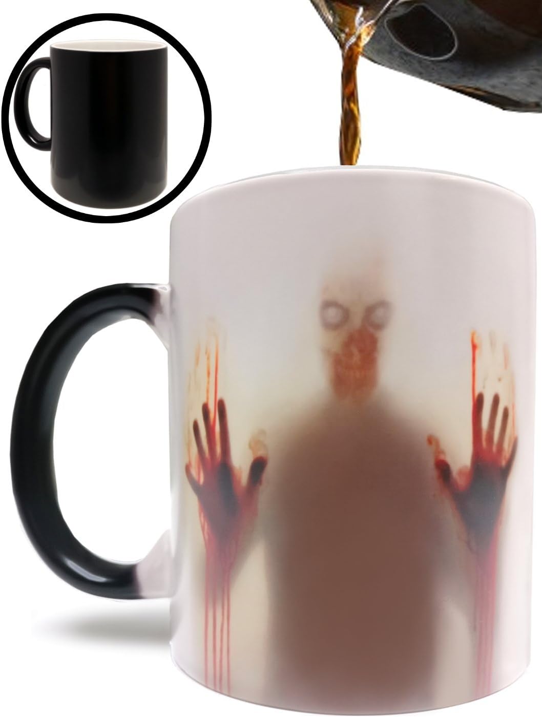 CSM Supply Authentic Zombie Mug - Fear the Dead/Walking Dead Inspired 11oz Grade A Quality Ceramic Heat Sensitive Color Changing Halloween Cup Foam Box Included