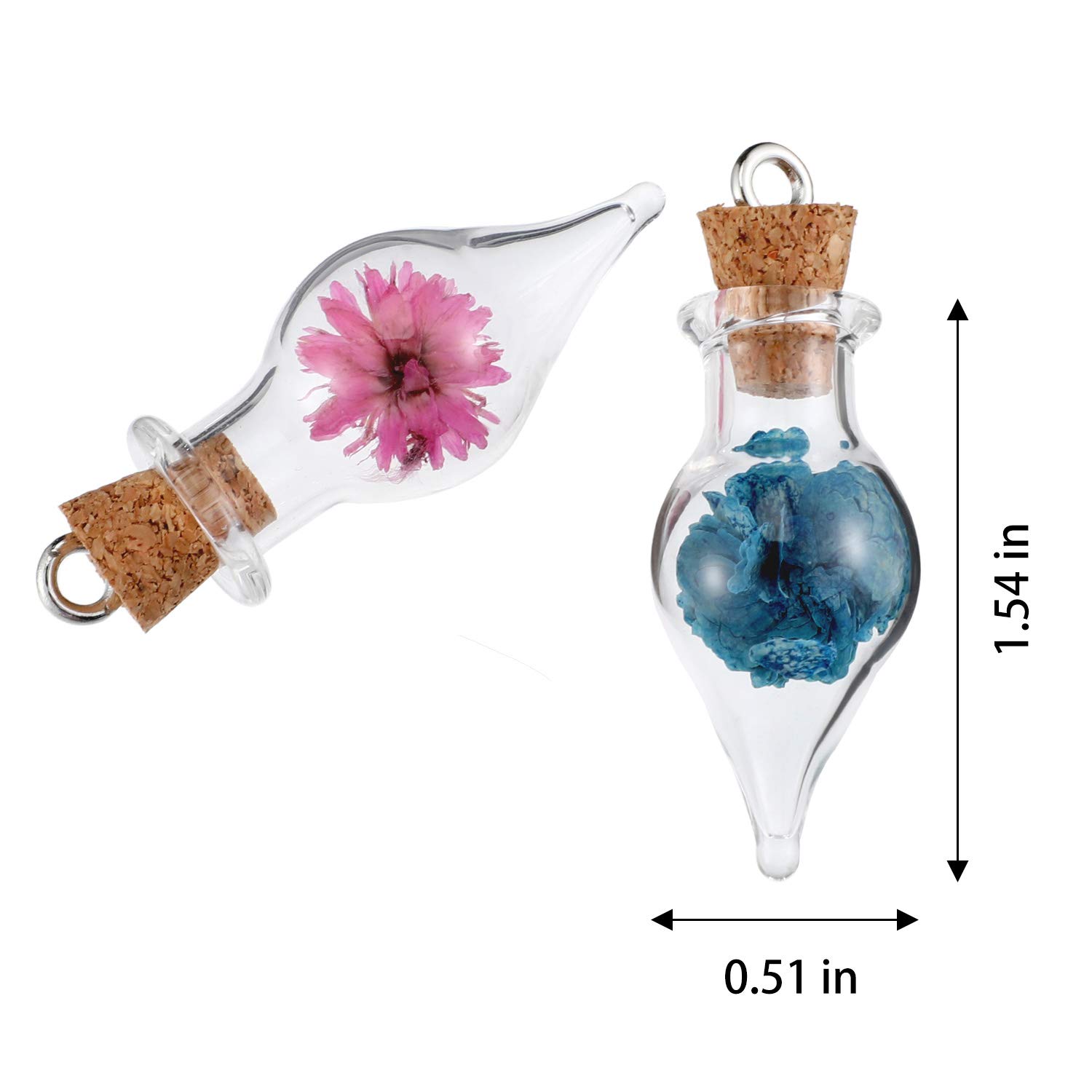30 mini bottiglie di vetro alla deriva piccole bottiglie dei desideri con corda da appendere da 20 metri per lavori fai da te artistici, bomboniere di compleanno, Natale a forma di goccia