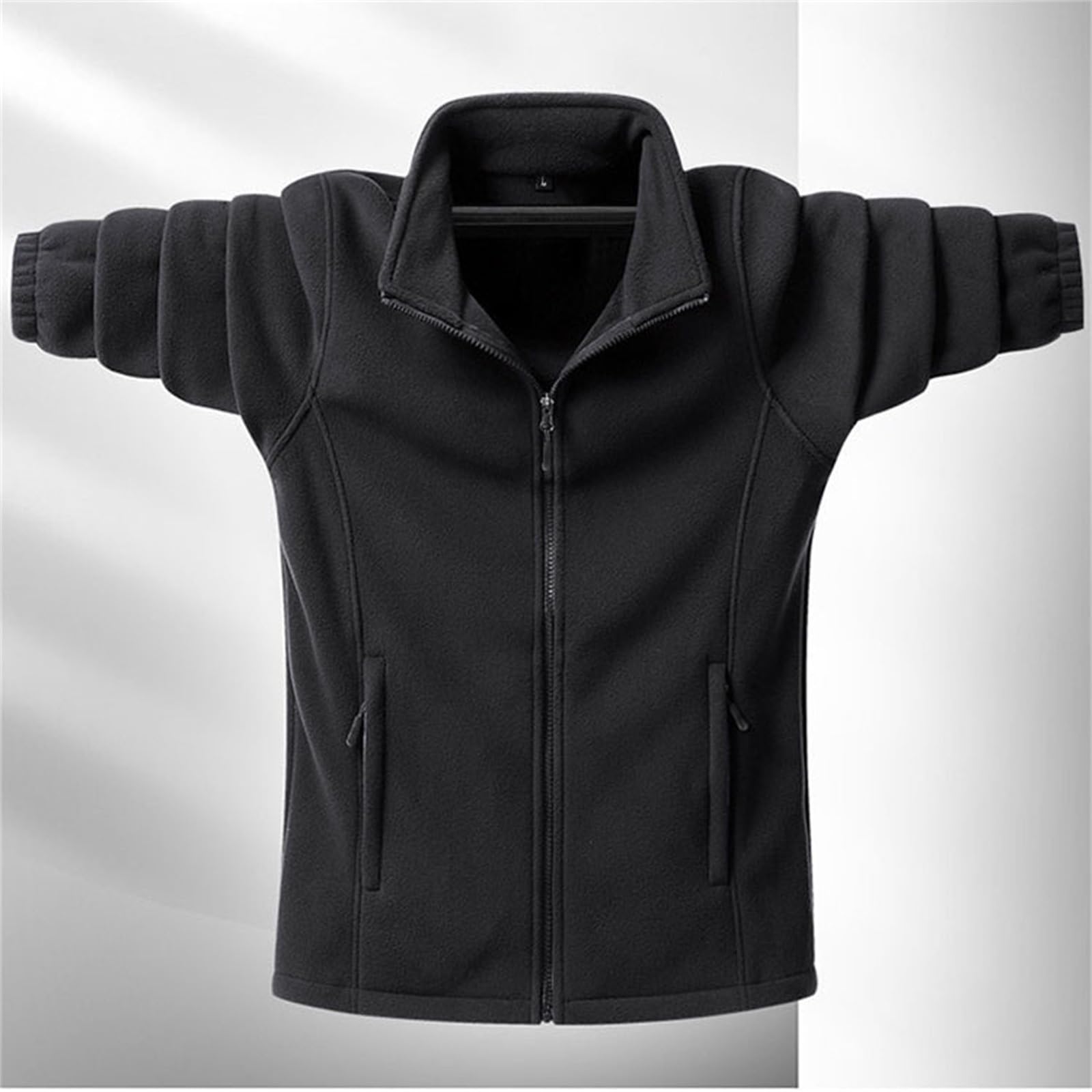 Generisch Sportjacke Herren Herbst Winter Polar Fleece Mode Stehkragen Lose Große Größe Jacke Top