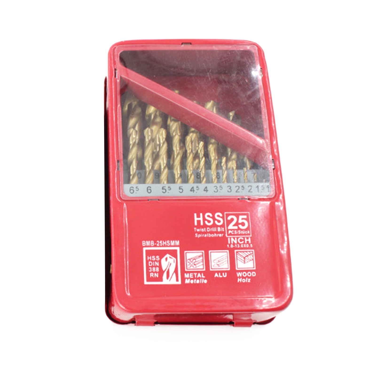 Juego de 25 brocas helicoidales de acero de alta velocidad con caja de almacenamiento para acero, metal, aluminio