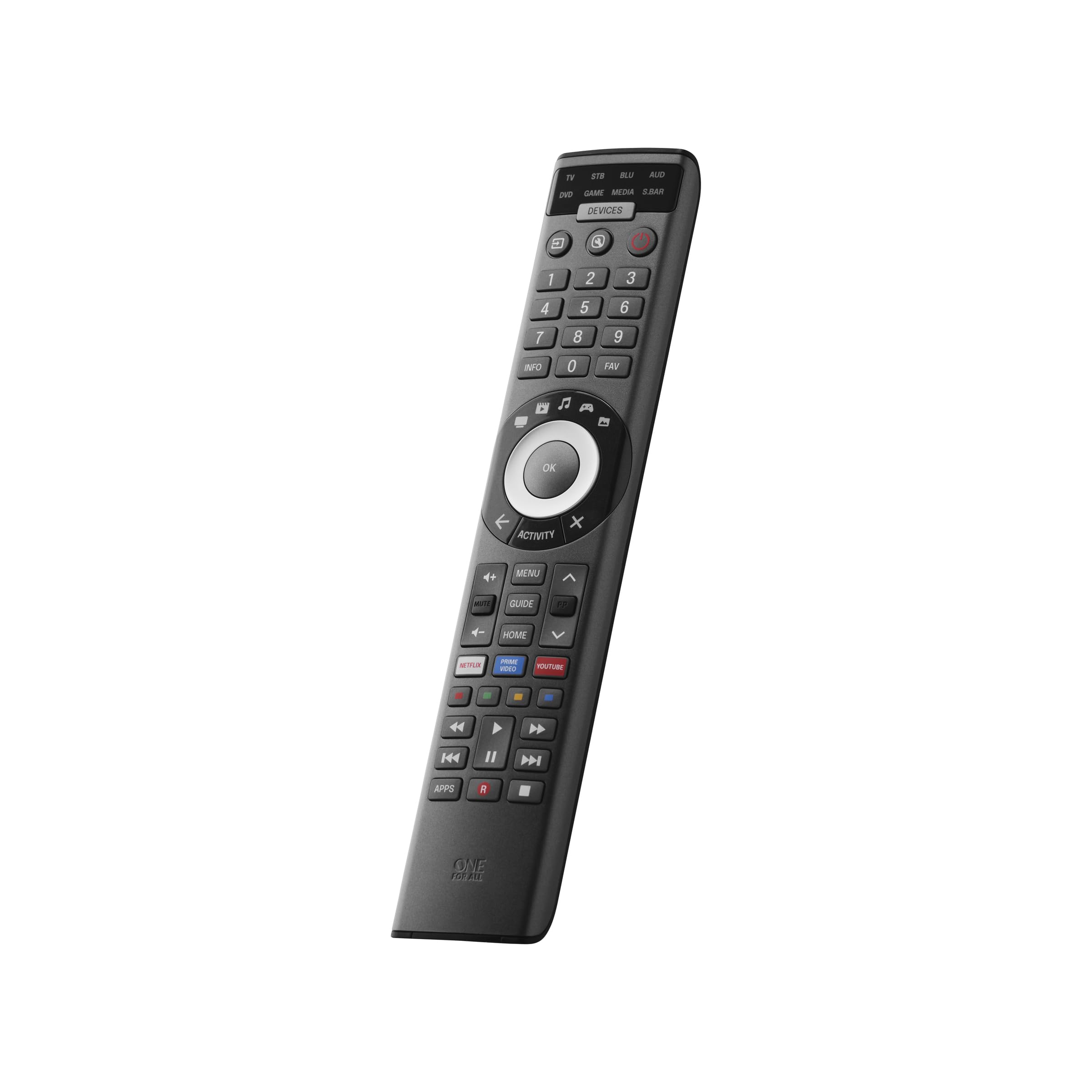 One For All Smart Control Pro 8 Universalfernbedienung – Kompatibel mit TV, Set-Top-Box, Blu-ray, Audio- und Streaming-Geräten (Modell URC7981)