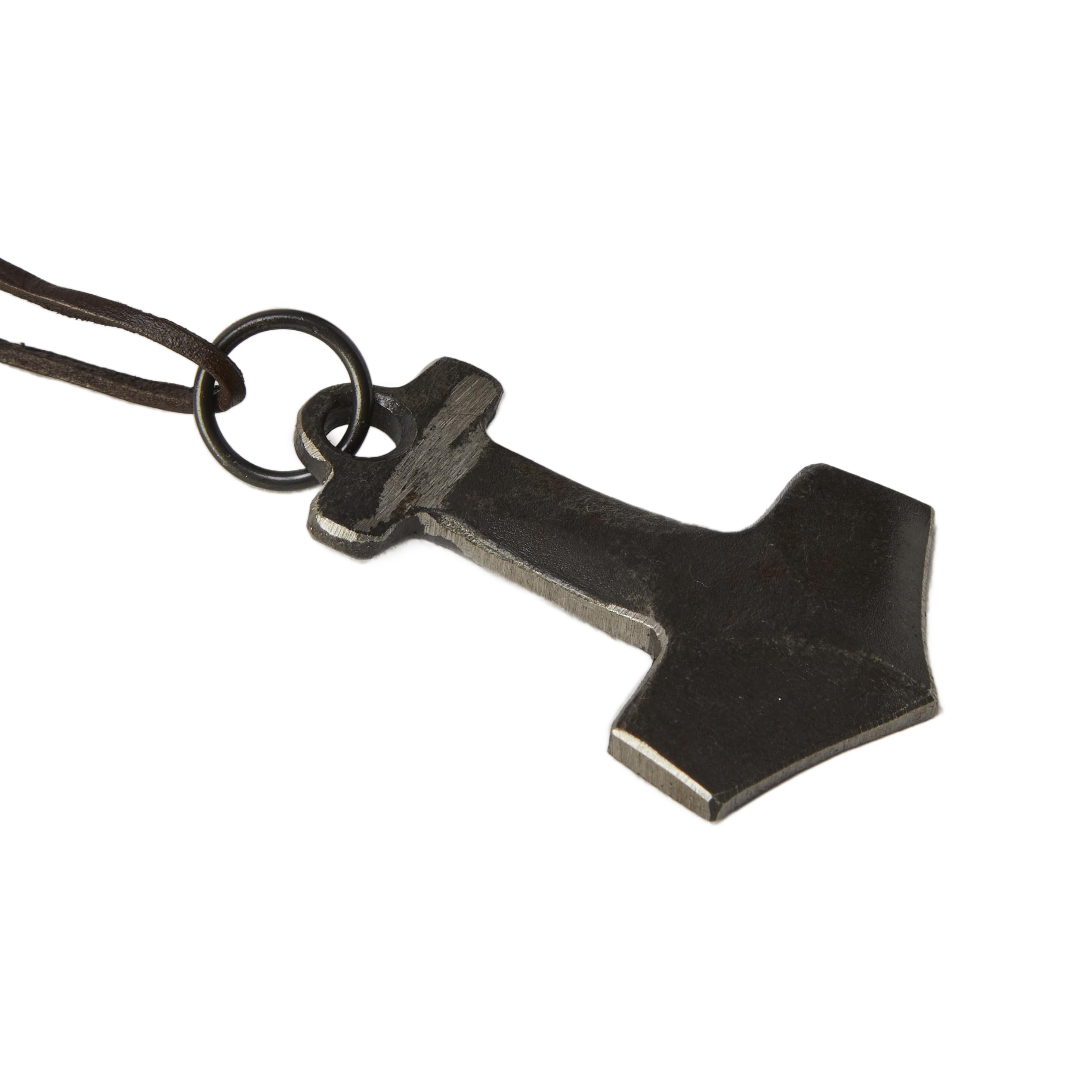 Raven Forge - Forged Mjolnir Pendant - Hand-Crafted High Carbon Steel Pendant with Waxed Leather Cord - Unique & Versatile Accessory - Viking Jewellery - Thor Hammer Pendant - Symbol of Strength