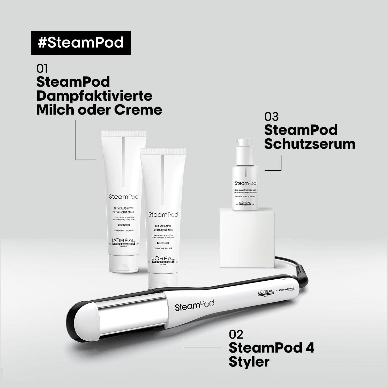 L'Oréal Professionnel SteamPod 4, All-in-One-Dampfstyler, Professionelles Glätteisen mit Dampftechnologie für alle Haartypen, glatt bis lockig