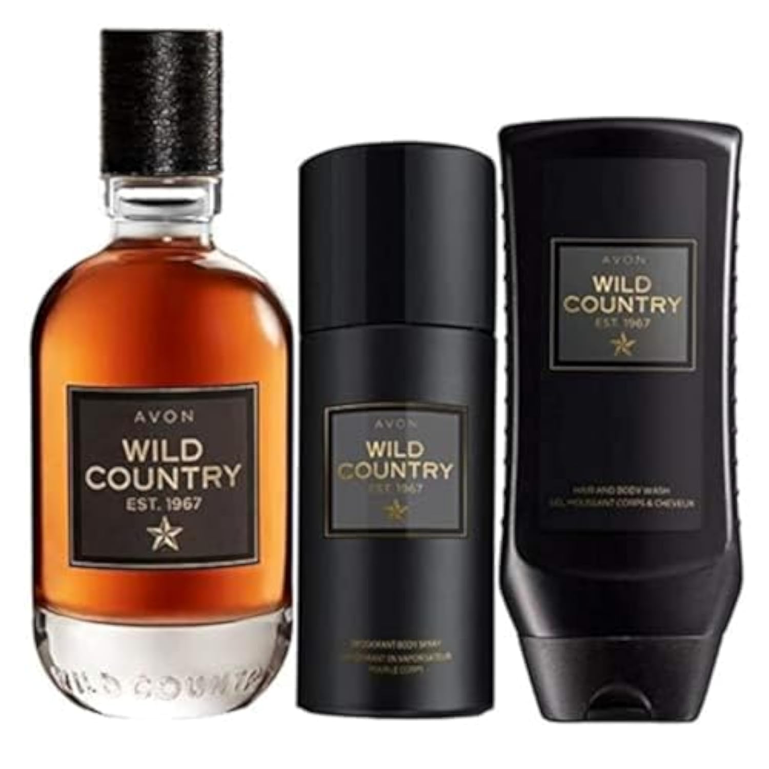 AVON Wild Country - Set de Soins Personnels - Eau de toilette 75 ml, Déo spray pour le corps 150 ml, Gel douche, shampoo 250 ml - Homme - Beauté/Hommes