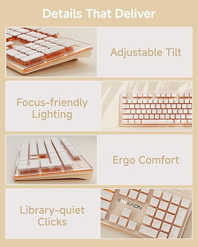 Miniatura 8 de EWEADN V3 - Teclado y mouse inalámbricos con retroiluminación única, panel de metal, Bluetooth2.4G recargable, teclado y mouse combinados,