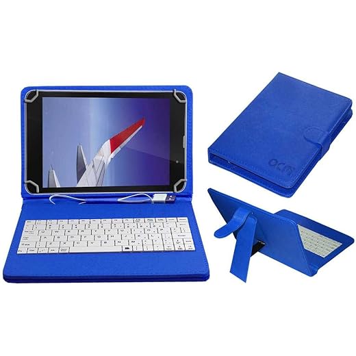 ACM USB Keyboard Case Compatible with Iball Slide Wings 4gp Tablet Cover Stand Study Gaming Direct Plug & Play - Blue