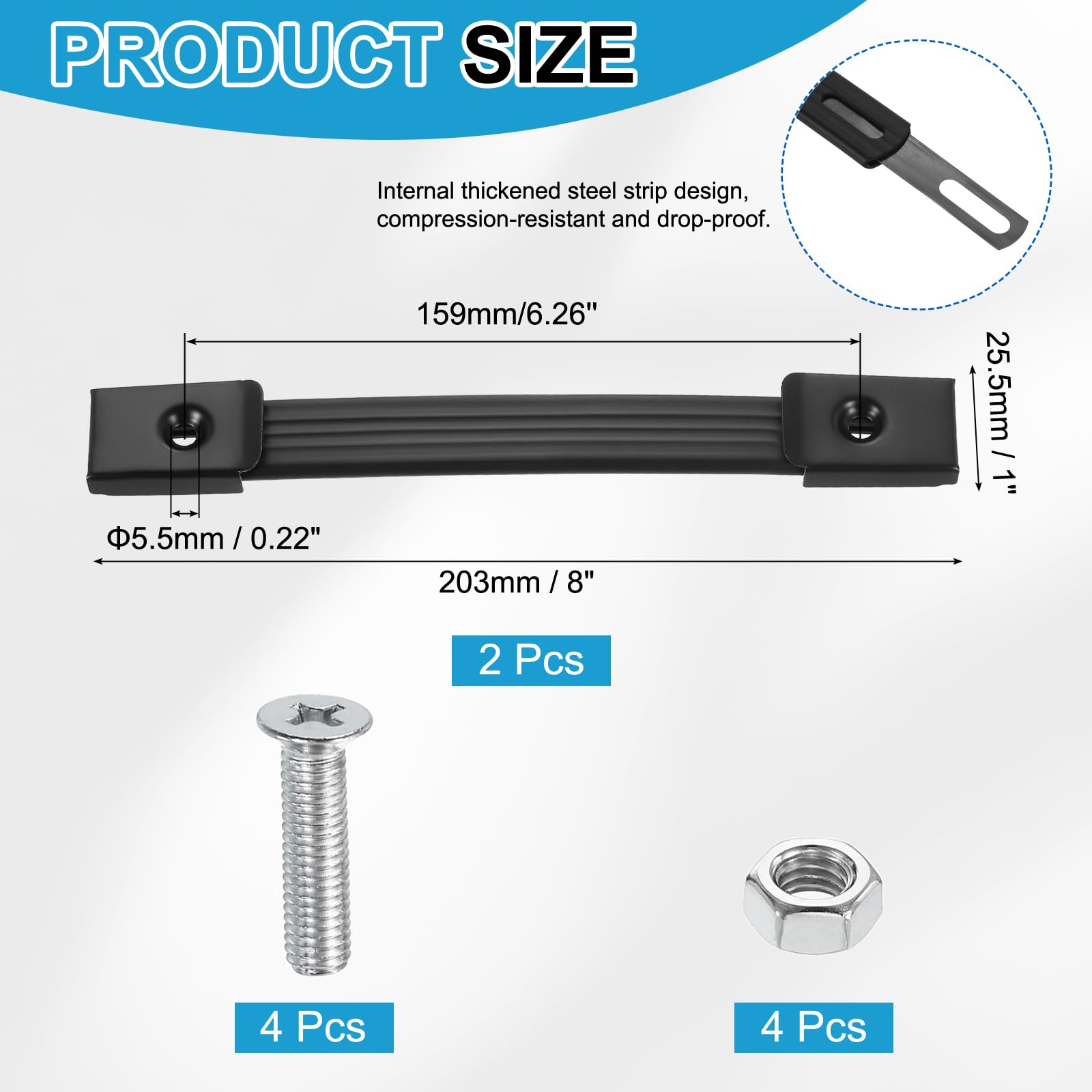 PATIKIL 3 Pieces 8 Inches Speaker Cabinet Strap Handles - Image 2