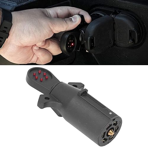 Miniatura 3 de Fydun - Probador de enchufe de vehículo, probador de luz de remolque de 7 vías, adaptador de conector de hoja RV de 7 pines 6LED resistente a la