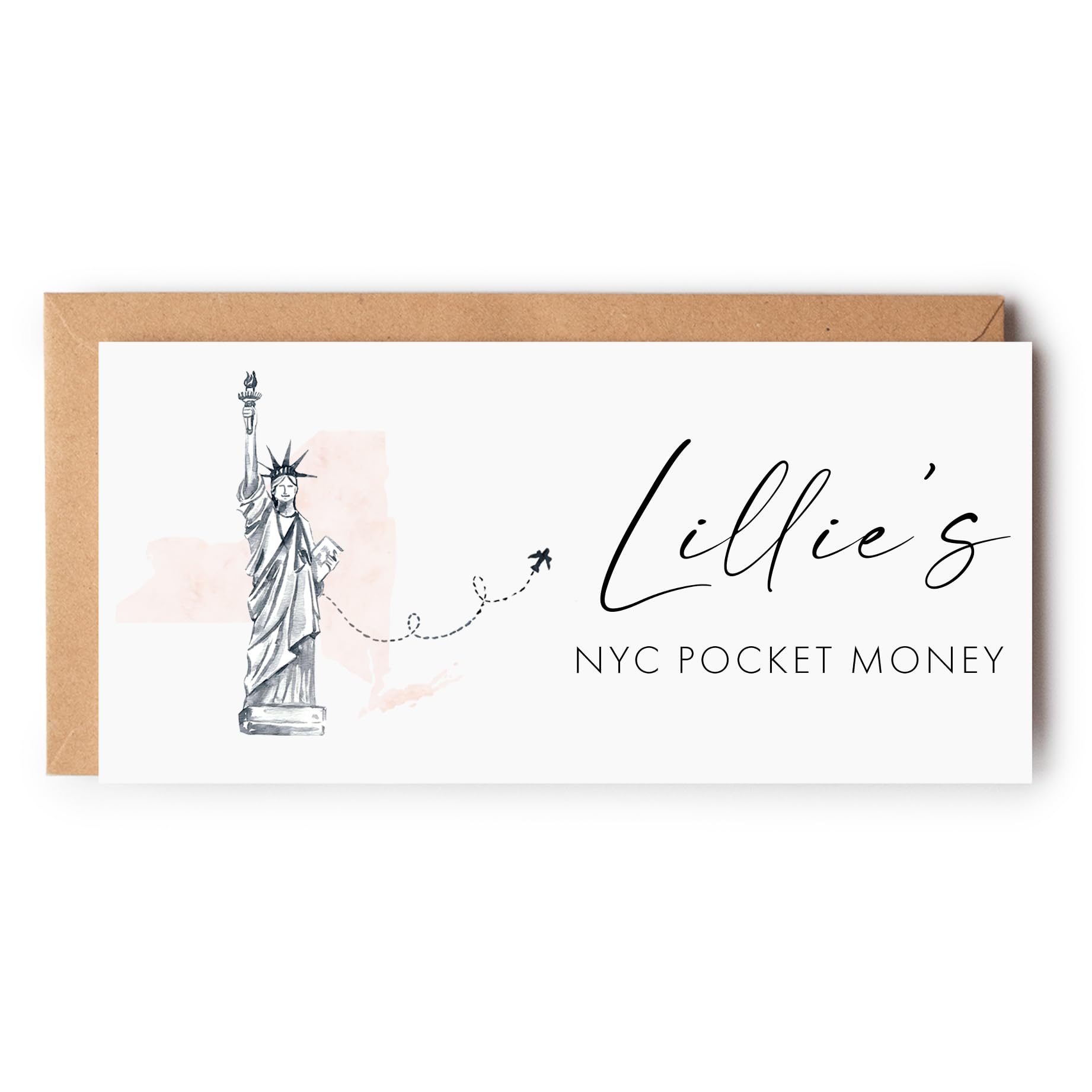 Personalised New York Money Gift Wallet Cards, New York City Money Wallet for Cash Gifts, Custom NYC Spending Money Envelope Holiday, Travel Fund Money Holder