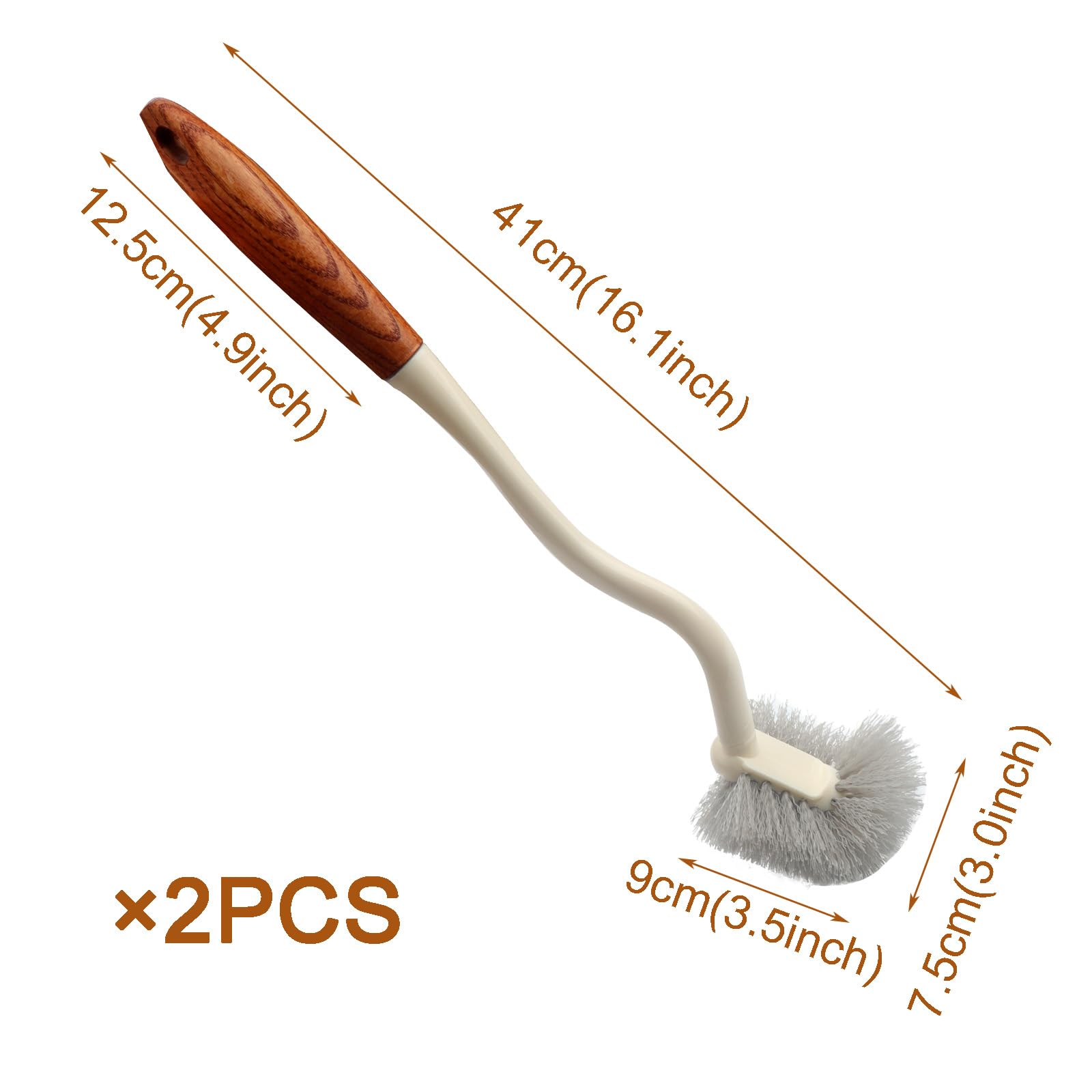 Scovolino Per WC Con Manico Lungo - Design Curvo Per Pulizia Profonda, 2 Pezzi Con Ganci Per Appendere