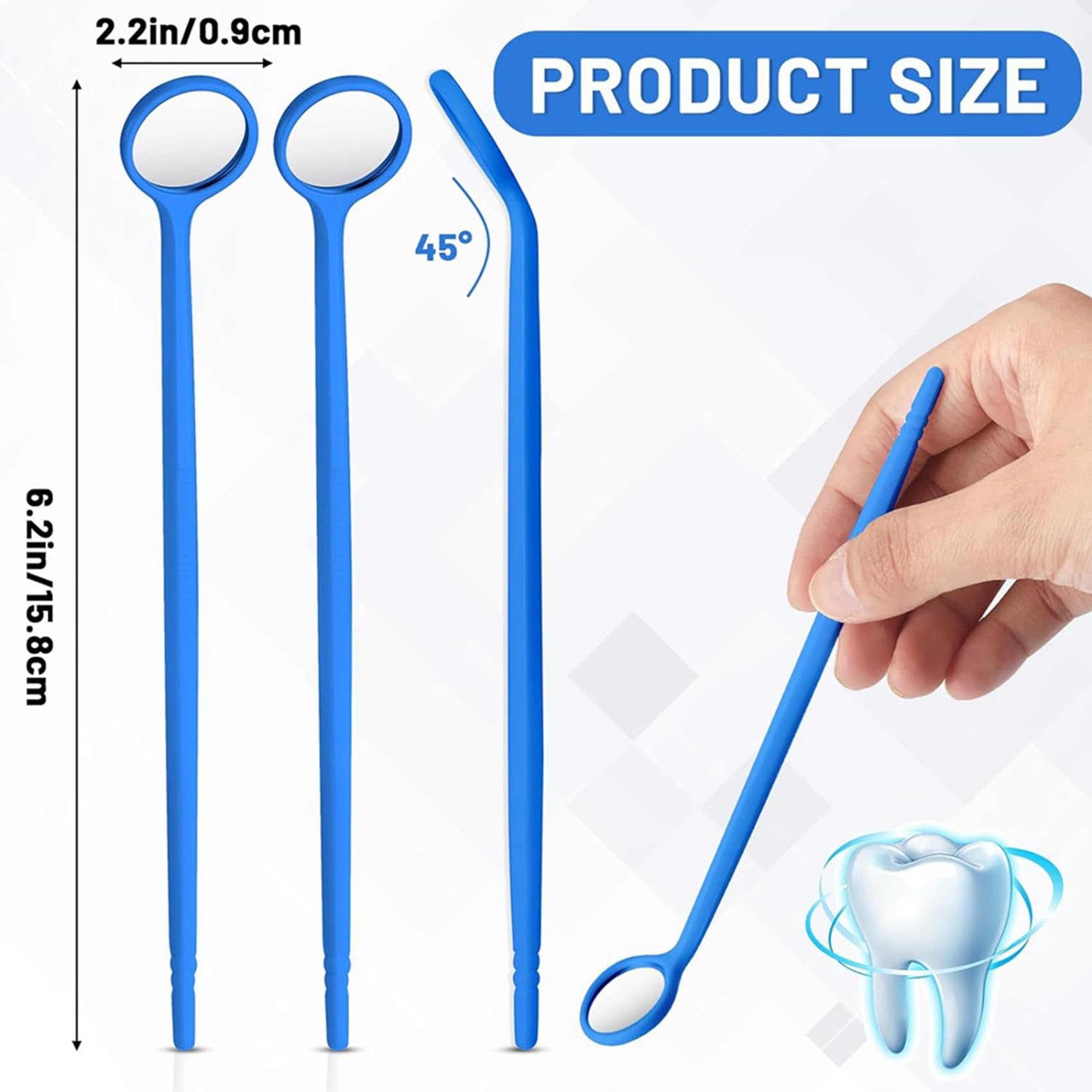 Specchio Dentale USA e Getta da 600 Pezzi Specchietto per Bocca Antiappannamento Specchio Dentale Confezionato Singolarmente per Denti Orali, Blu