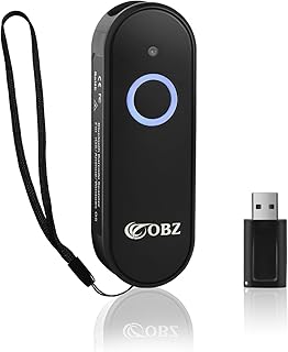 OBZ Mini 2D Bluetooth Barcode Scanner, 2.4G Wireless Barcode Scanner, 3-in-1 Portable Handheld 1D 2D QR Code Scanner Work with iOS Android Windows iPhone iPad Tablet PC POS for Store Inventory Library