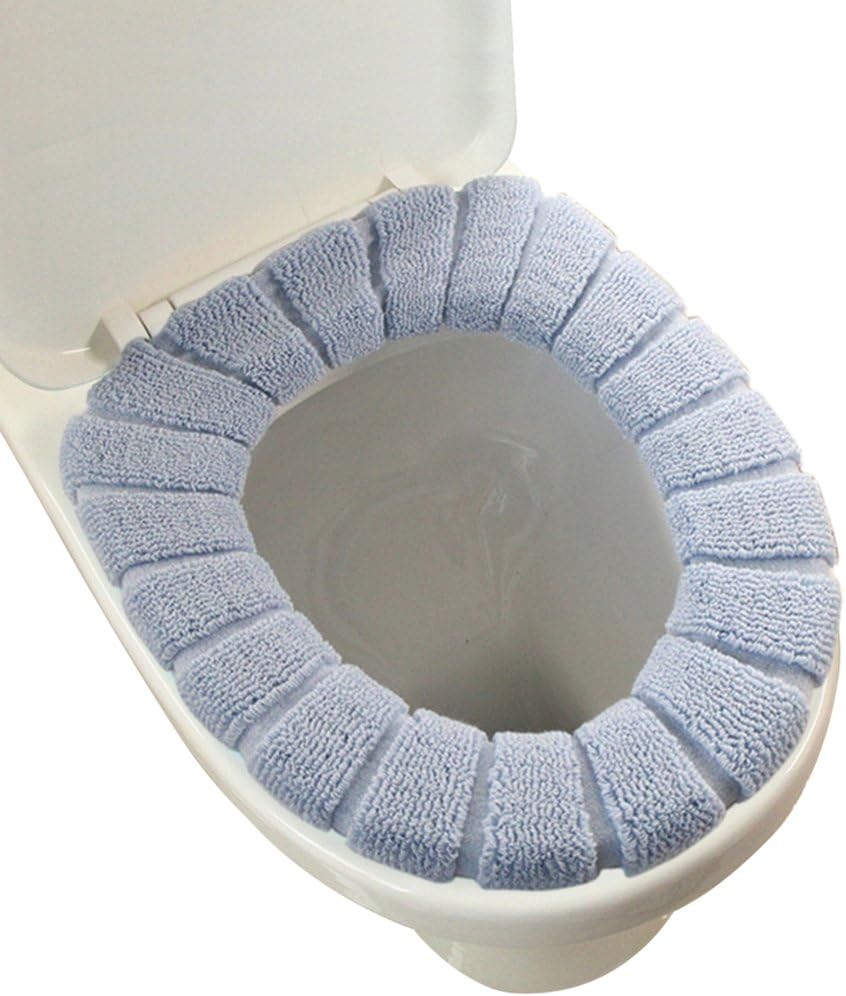 VESIPA Toilet Seat Cover O-Shaped Bathroom Warmer Washable Cloth Toilet Pad Mat, Cushion Cover for Night Stool, Let Your Winter is No Longer Cold (Gray)