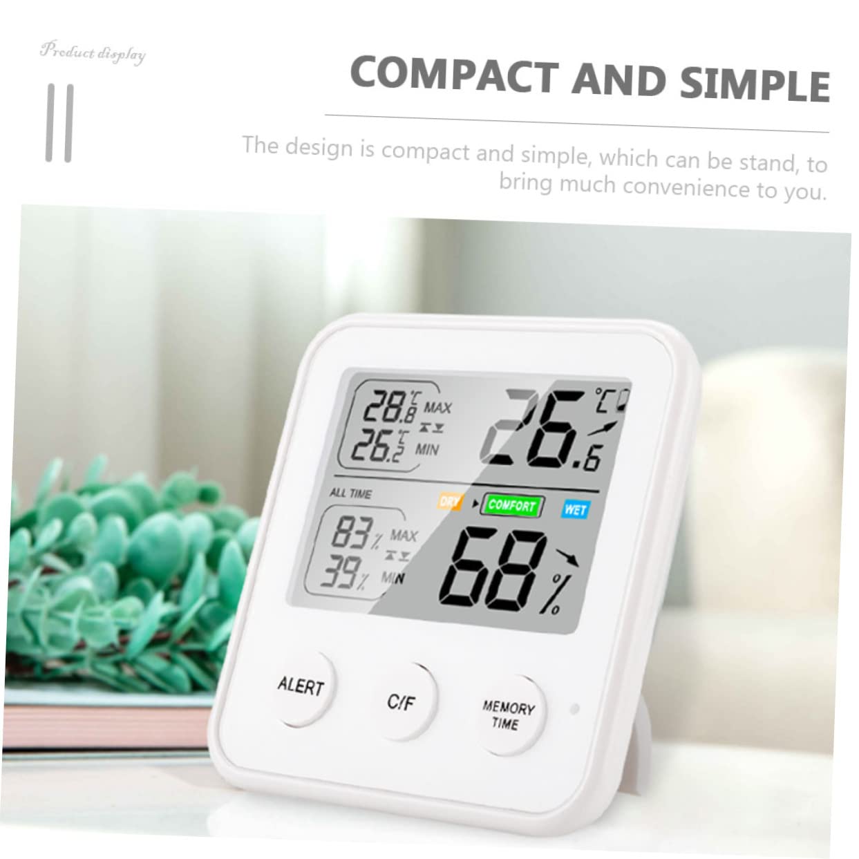 POPETPOP 3 Pièces thermomètre bebe bébé thermometre digital Température serré petit multi-outil jauge d'humidité humidimètre hygromètre Composants electroniques blanche
