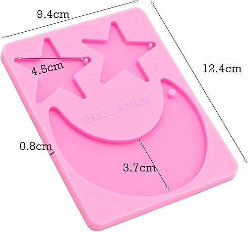 Miniatura 2 de Angel Wings Llavero con forma de estrella y luna, moldes de silicona, aretes, molde de resina, llavero de resina para manualidades, colgantes,
